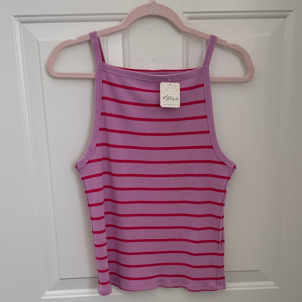We The Free Purple & Fuchsia Striped Tank Top - Free People - Size Large